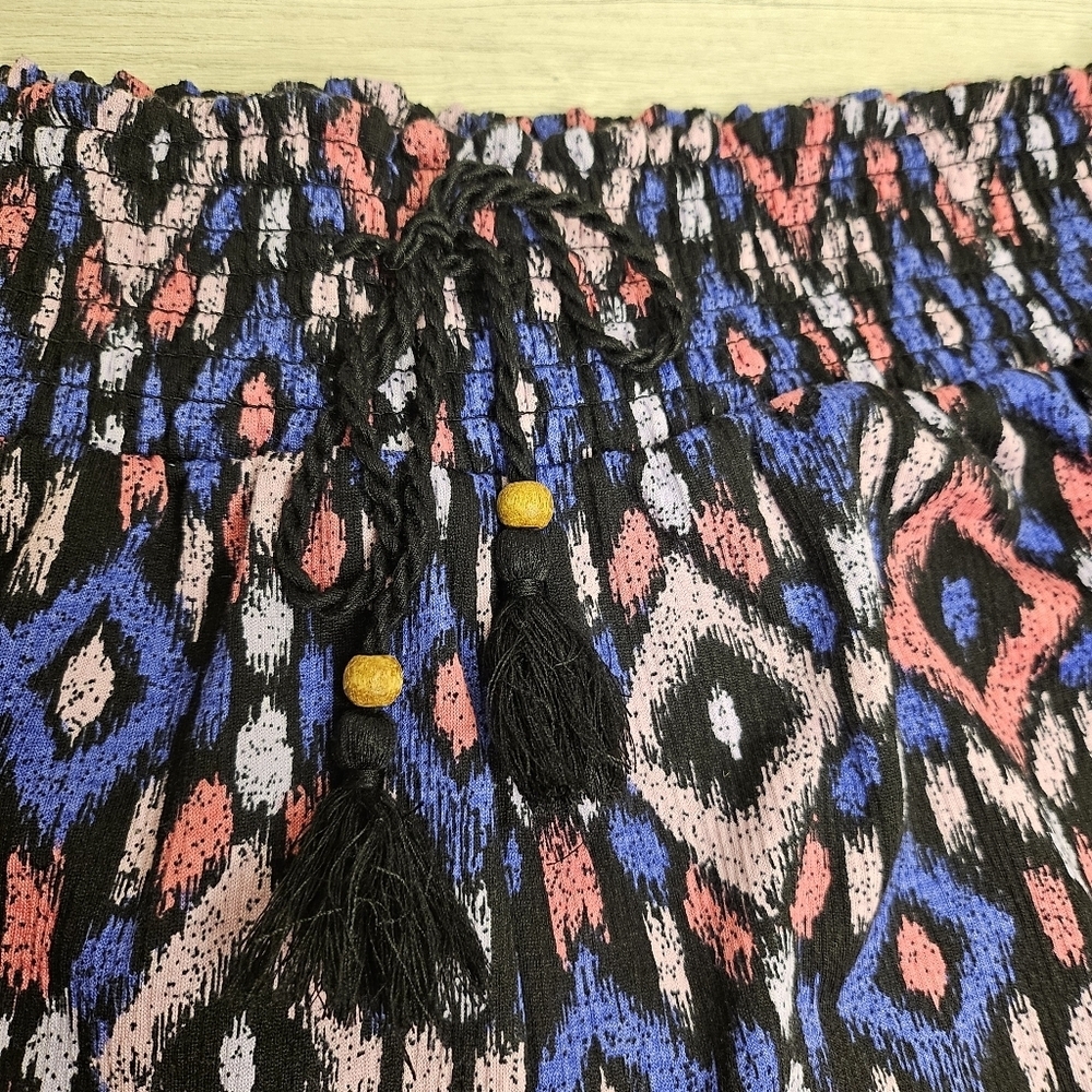 No Boundaries Shorts Aztec Fringe Juniors 21 XXXL Boho Smocked Tassel Women's 18 - Picture 3 of 9
